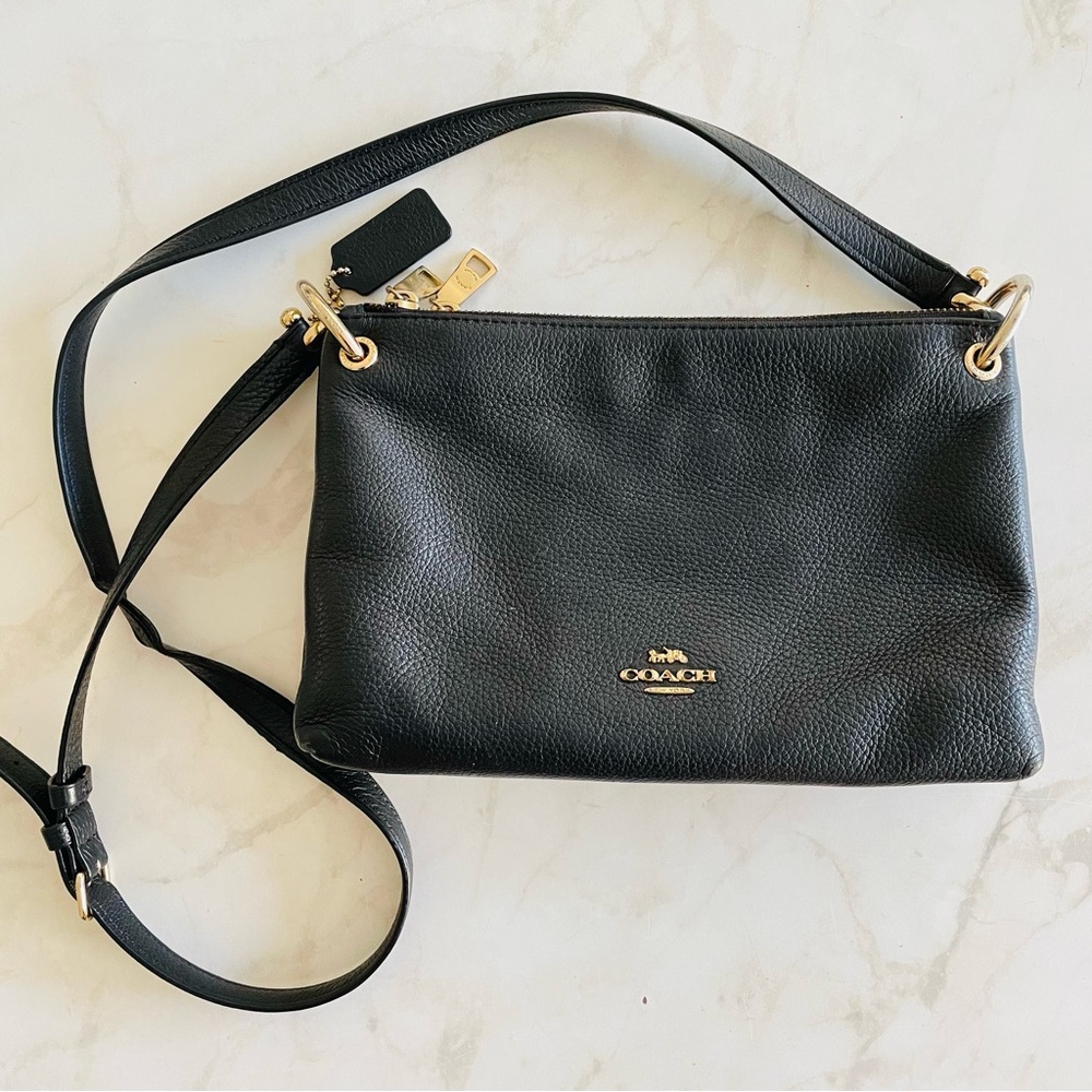 Coach Crossbody Leather Purse with Two Zippered Compartments